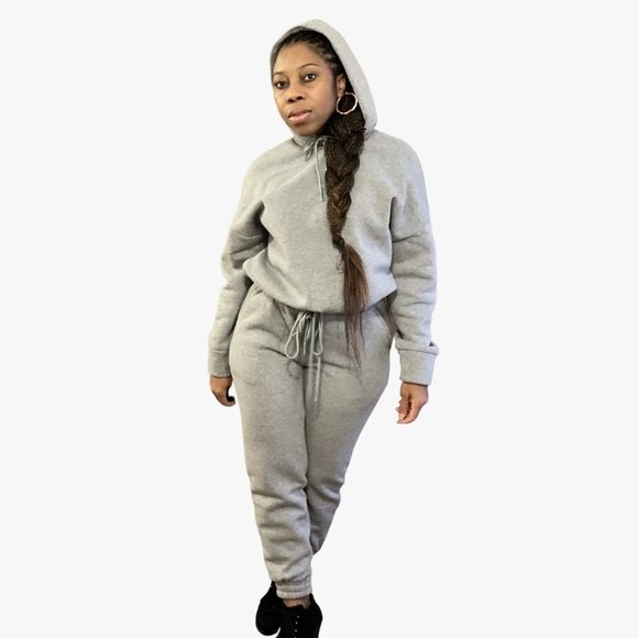 (NWT) Hoodie Jogger Set - Fleece Lined - Grey - Picture 7 of 7